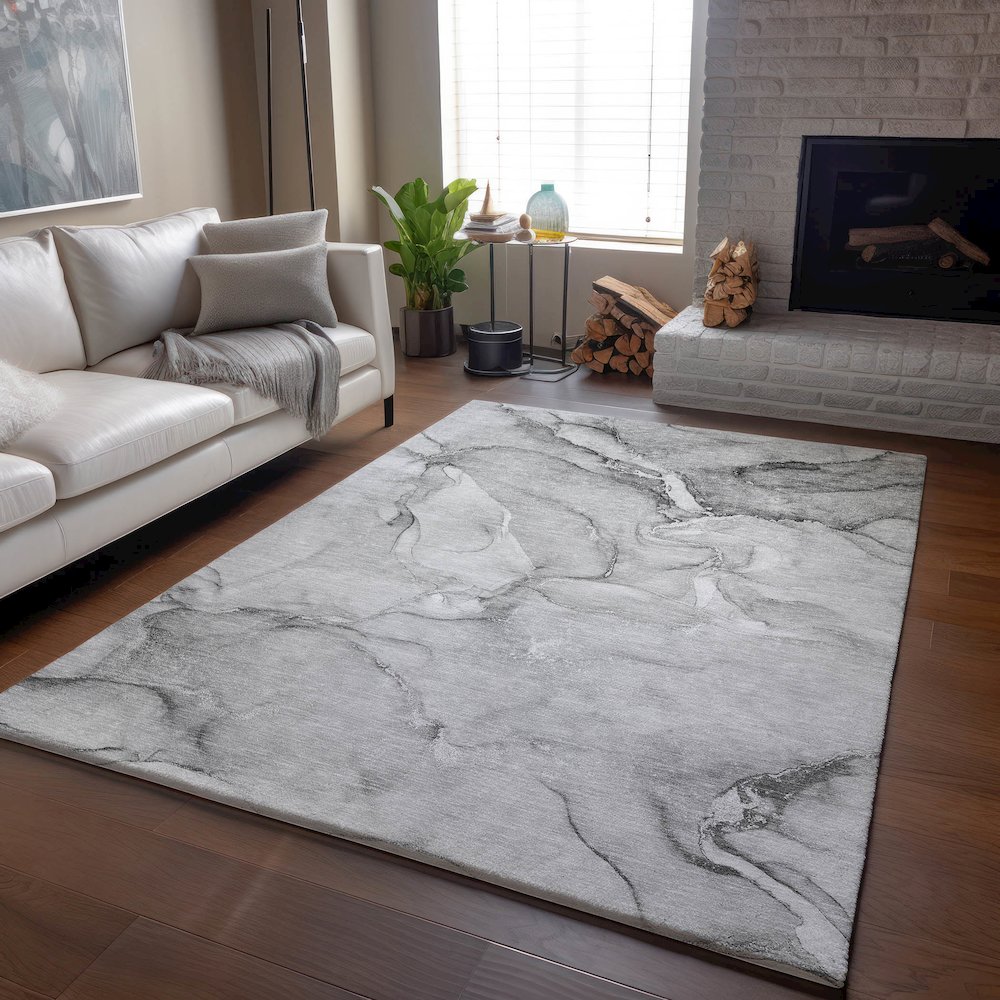 Premium Machine Washable Mayfield  Gray 8' x 10' Rug. Picture 6