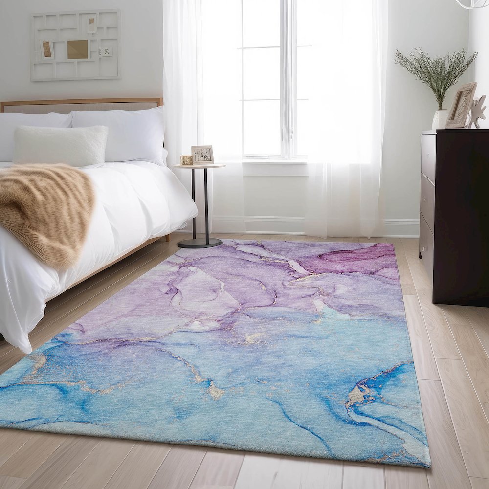 Premium Machine Washable Mayfield  Purple 8' x 10' Rug. Picture 5