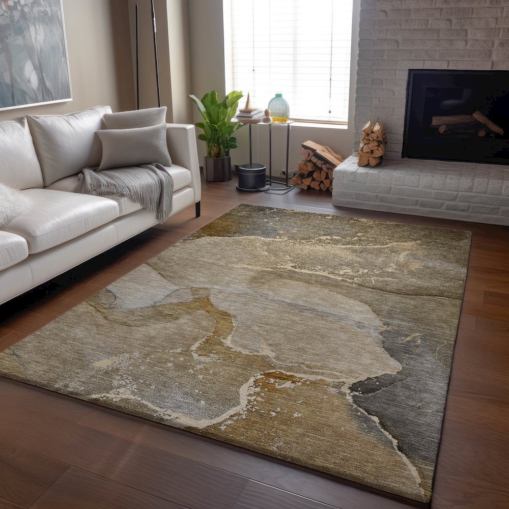 Premium Machine Washable Mayfield  Brown 8' x 10' Rug. Picture 6