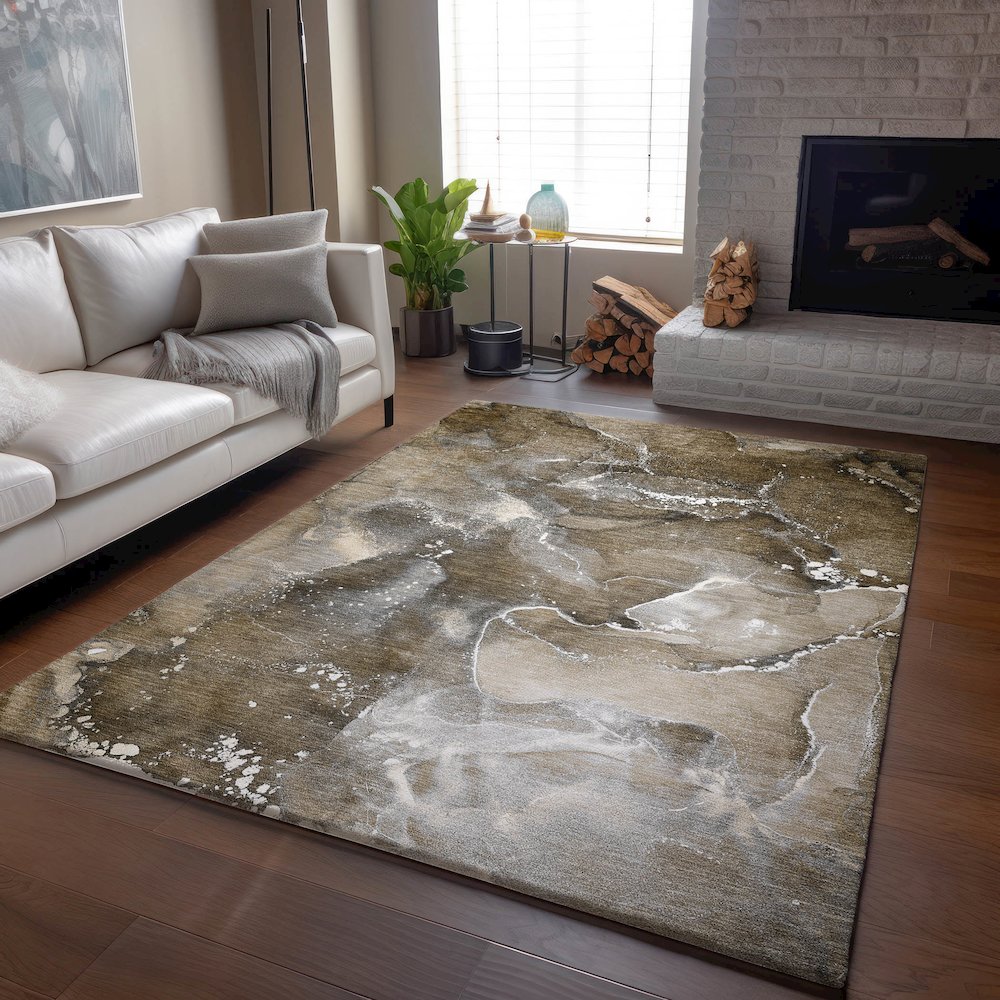 Premium Machine Washable Mayfield  Brown 8' x 10' Rug. Picture 6