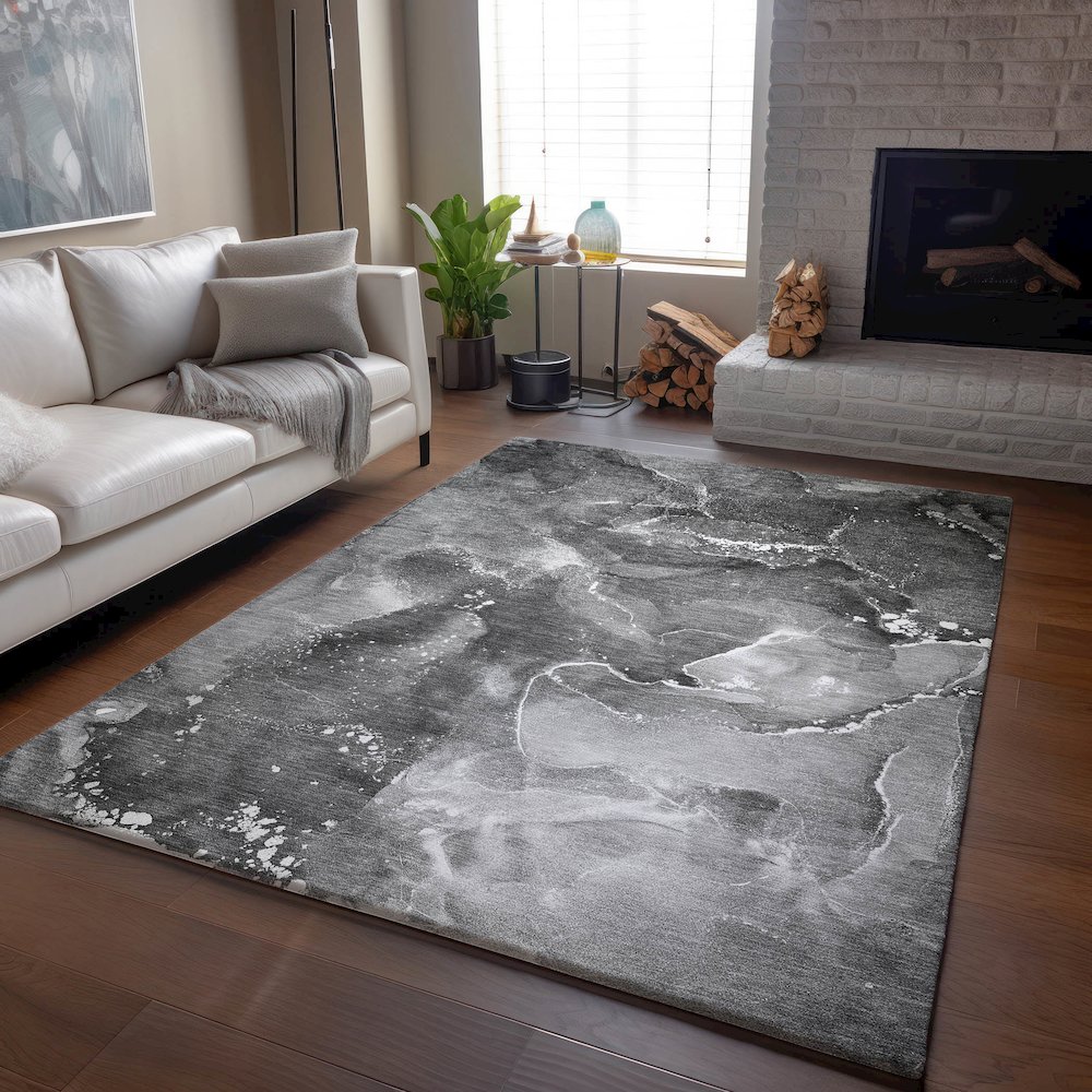 Premium Machine Washable Mayfield  Gray 8' x 10' Rug. Picture 6