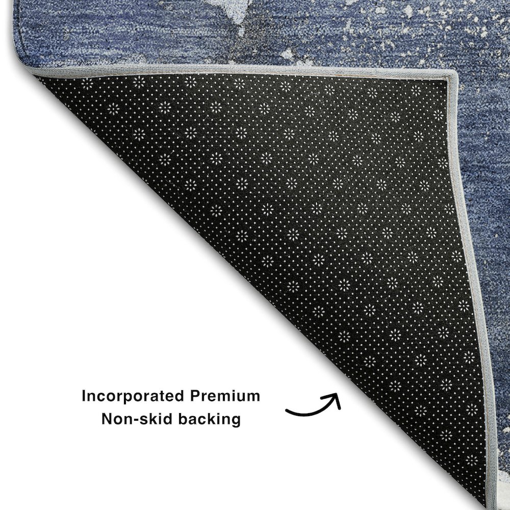 Premium Machine Washable Mayfield  Navy 3' x 5' Rug. Picture 2