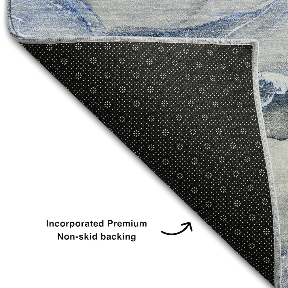 Premium Machine Washable Mayfield  Blue 3' x 5' Rug. Picture 2