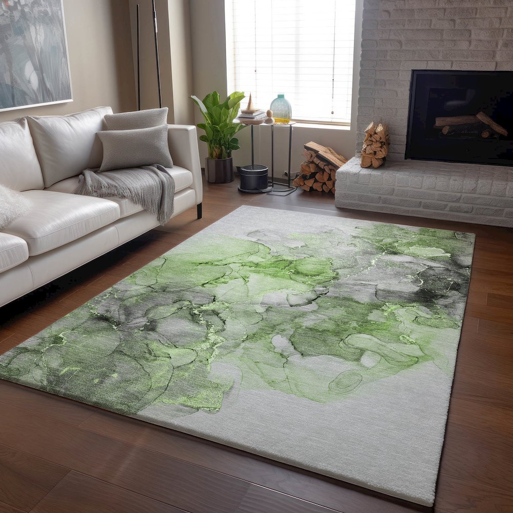 Premium Machine Washable Mayfield  Green 8' x 10' Rug. Picture 6