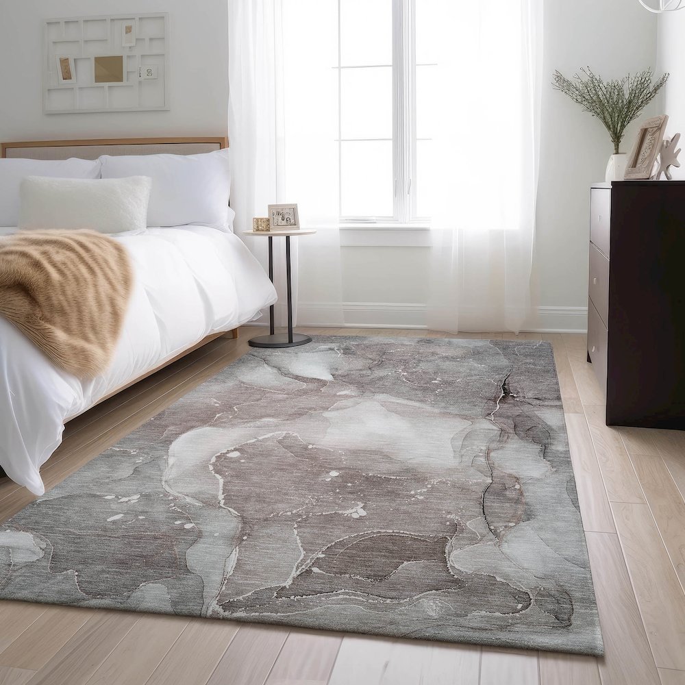 Premium Machine Washable Mayfield  Taupe 8' x 10' Rug. Picture 5