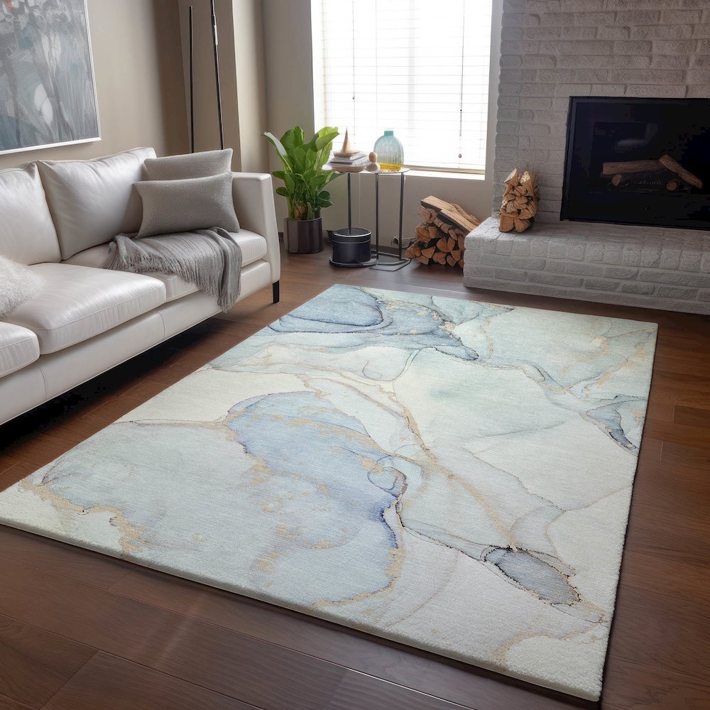 Premium Machine Washable Mayfield  Sky 8' x 10' Rug. Picture 6