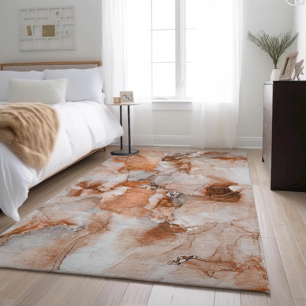 Premium Machine Washable Mayfield  Paprika 8' x 10' Rug. Picture 5