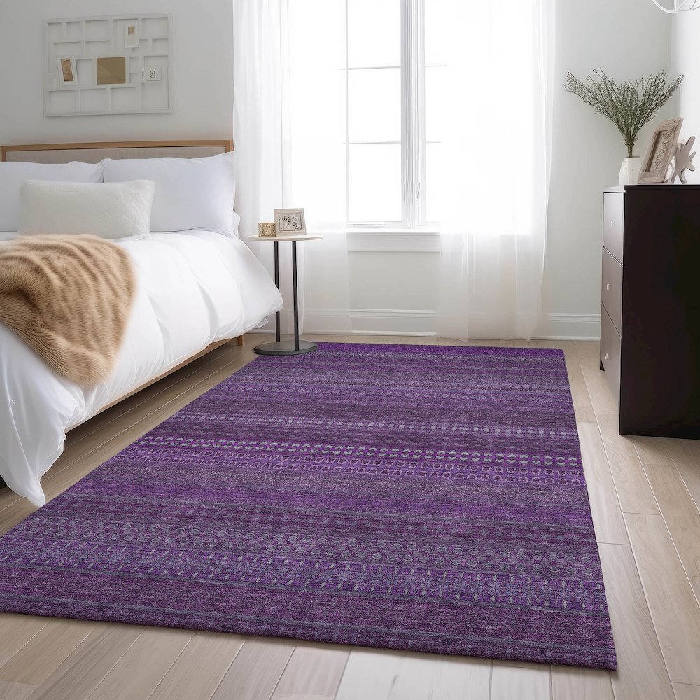 Premium Machine Washable Mayfield  Eggplant 8' x 10' Rug. Picture 5