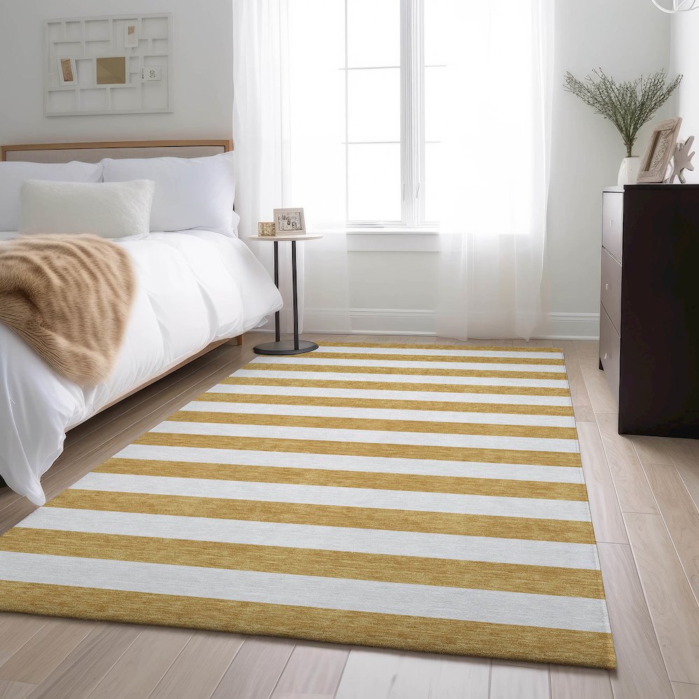 Premium Machine Washable Mayfield  Gold 8' x 10' Rug. Picture 5