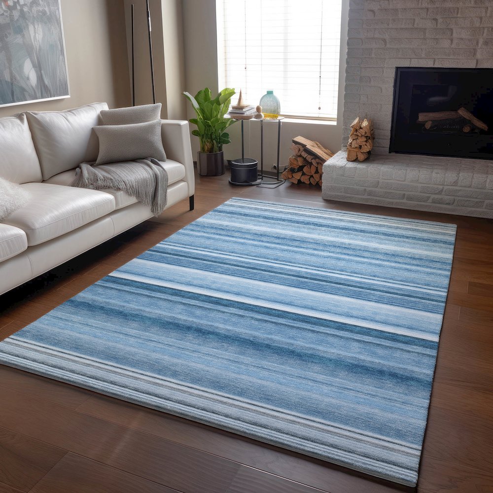 Premium Machine Washable Mayfield  Blue 8' x 10' Rug. Picture 6