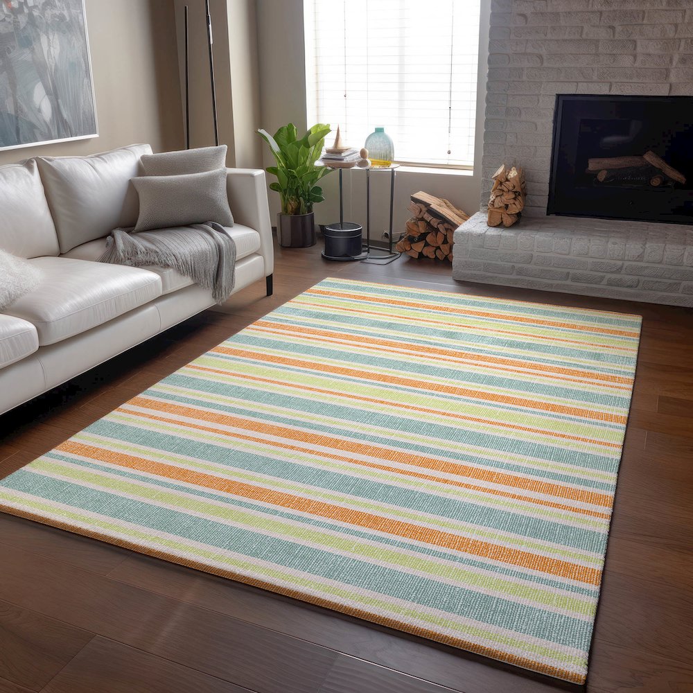 Premium Machine Washable Mayfield  Orange 8' x 10' Rug. Picture 6