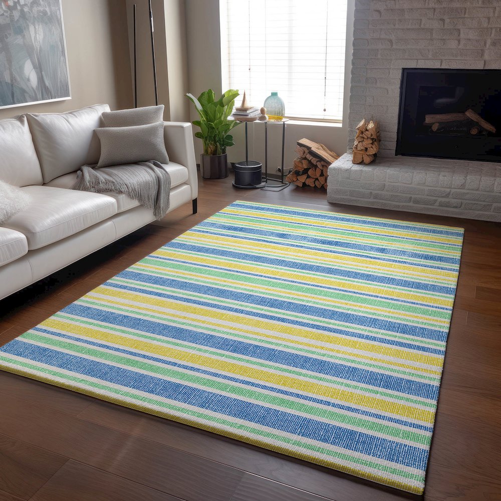 Premium Machine Washable Mayfield  Yellow 8' x 10' Rug. Picture 6