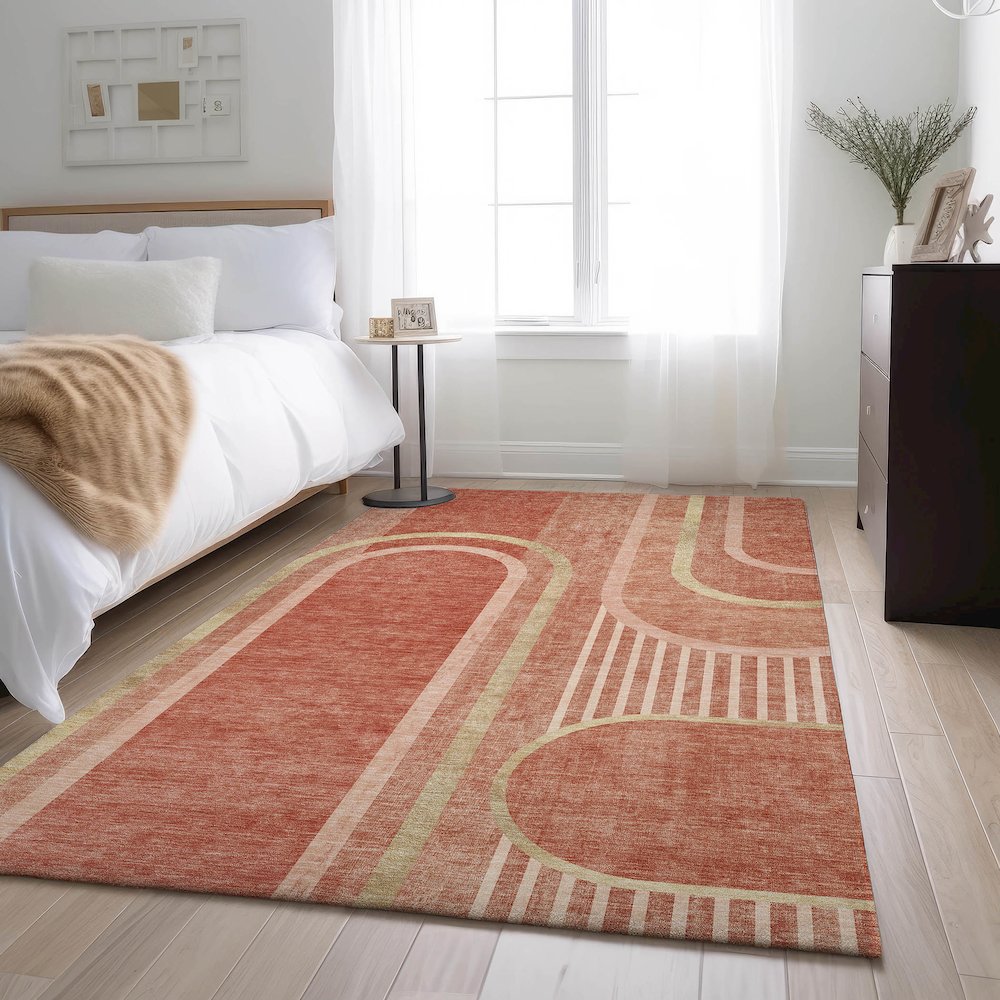 Premium Machine Washable Mayfield  Salmon 8' x 10' Rug. Picture 5