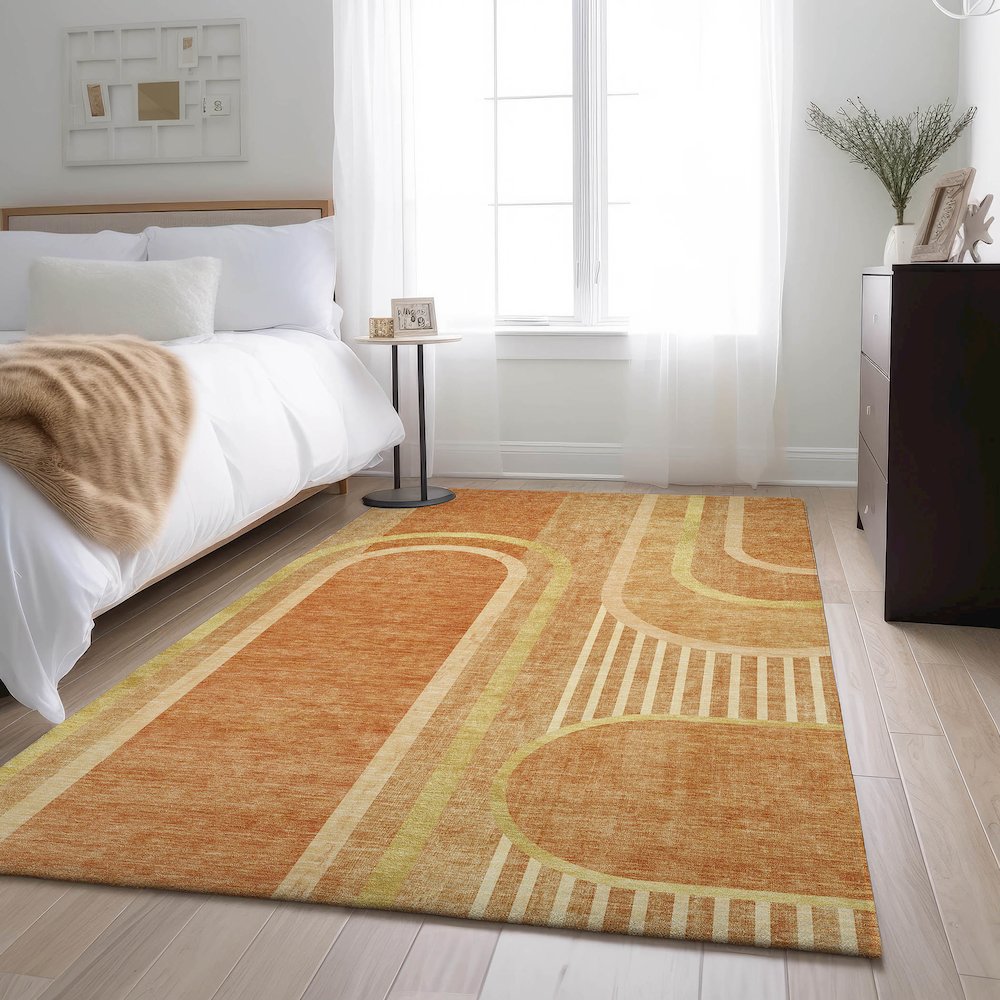 Premium Machine Washable Mayfield  Terracotta 8' x 10' Rug. Picture 5