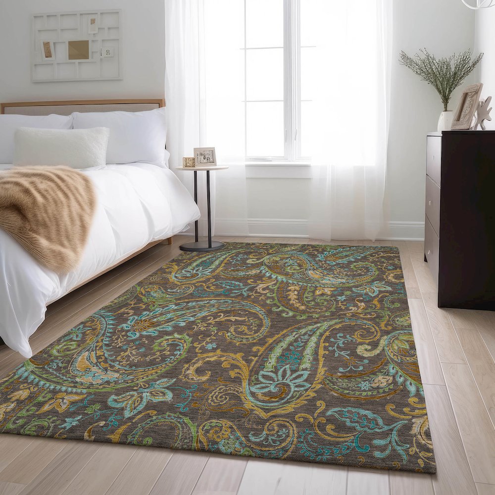 Premium Machine Washable Mayfield  Chocolate 8' x 10' Rug. Picture 5