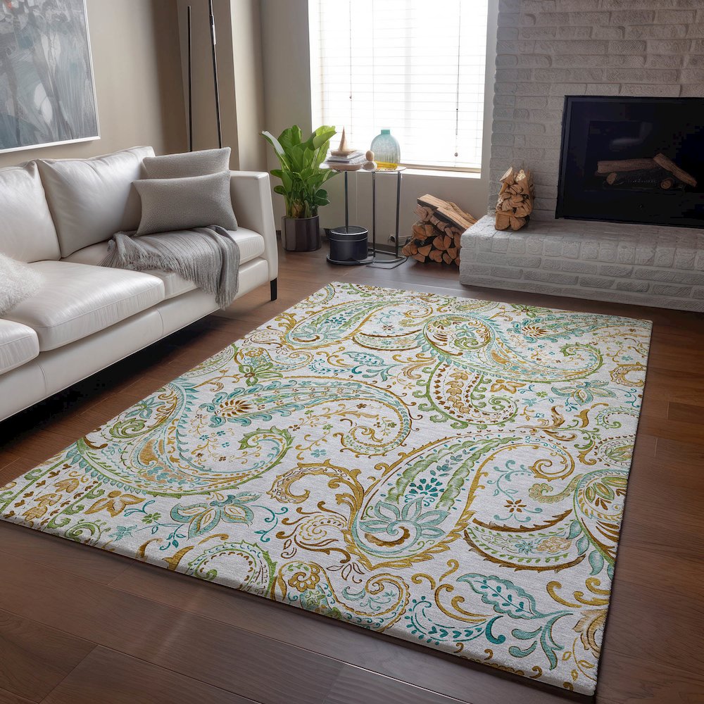 Premium Machine Washable Mayfield  Ivory 8' x 10' Rug. Picture 6