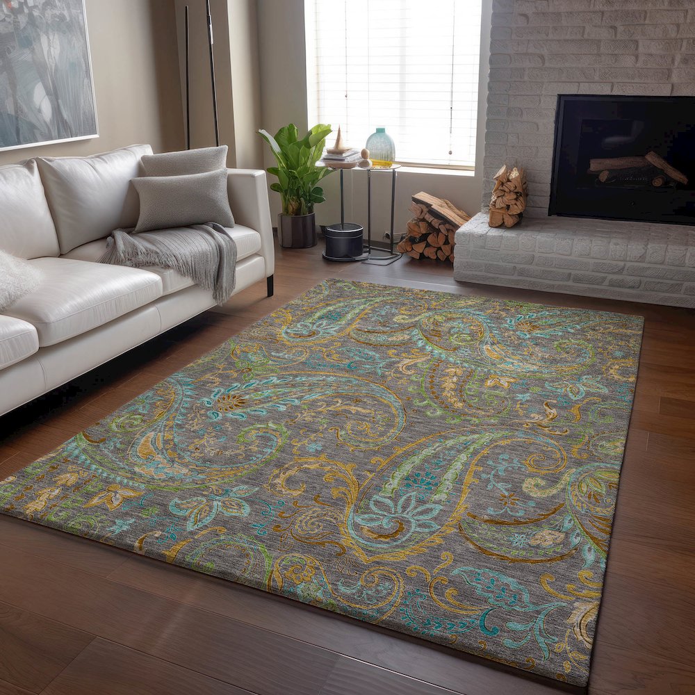 Premium Machine Washable Mayfield  Taupe 8' x 10' Rug. Picture 6