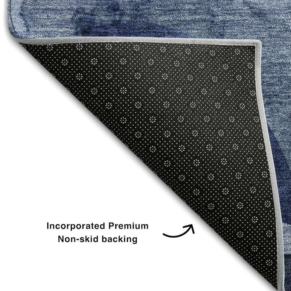 Premium Machine Washable Mayfield  Navy 3' x 5' Rug. Picture 2