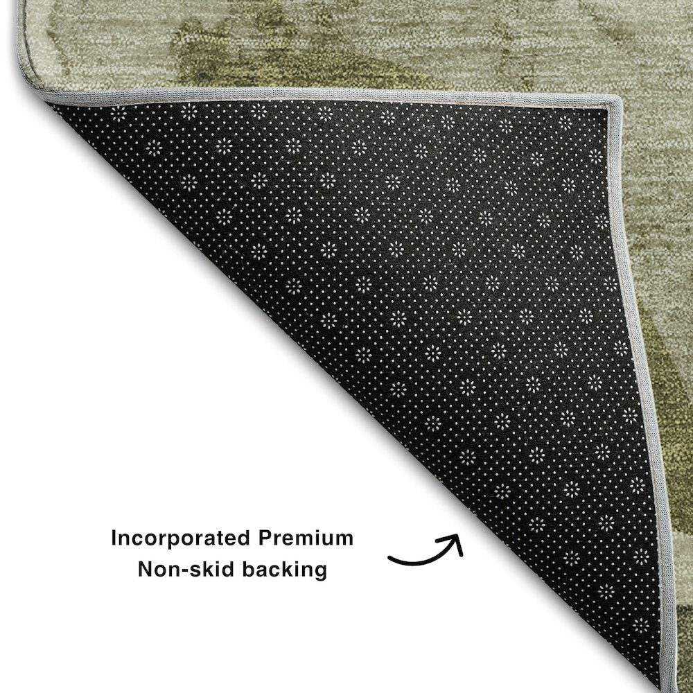 Premium Machine Washable Mayfield  Olive 3' x 5' Rug. Picture 2
