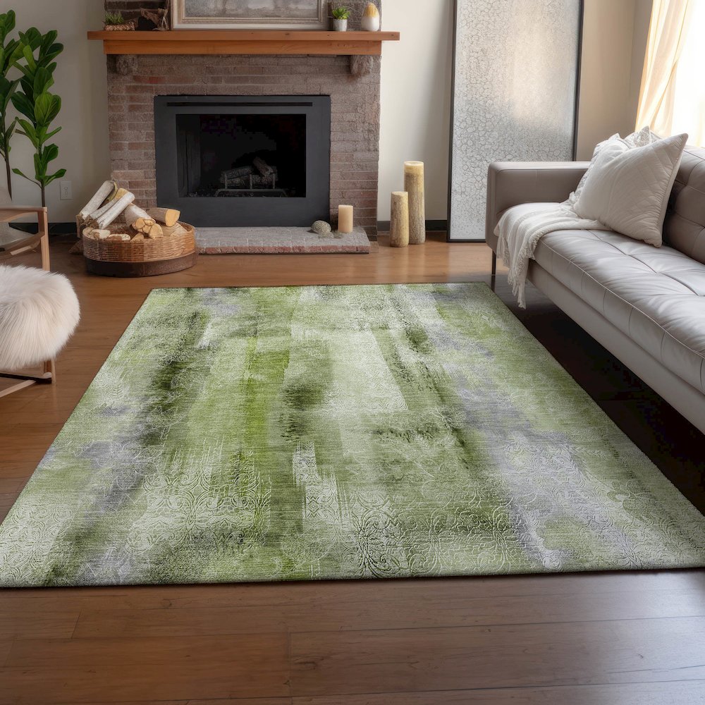 Premium Machine Washable Mayfield  Sage 8' x 10' Rug. Picture 6