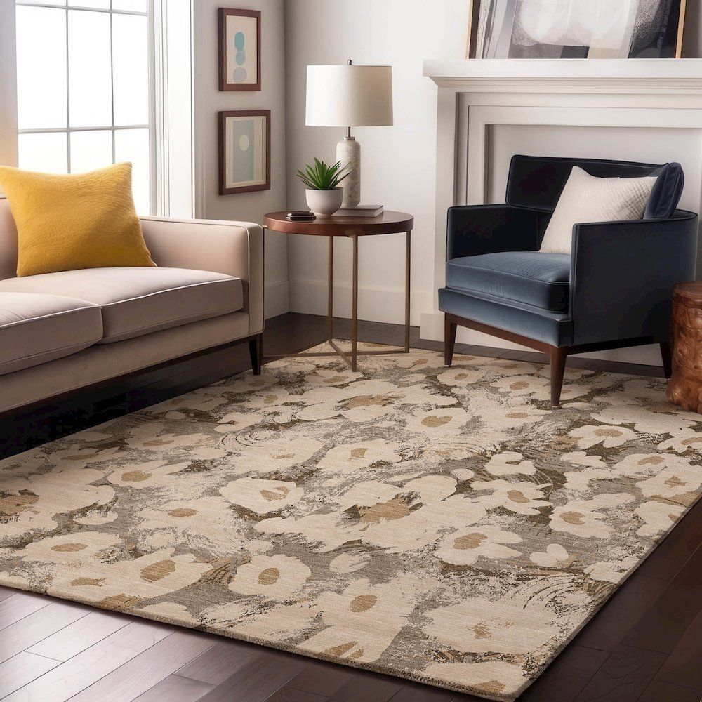 Premium Machine Washable Mayfield  Khaki 8' x 10' Rug. Picture 5