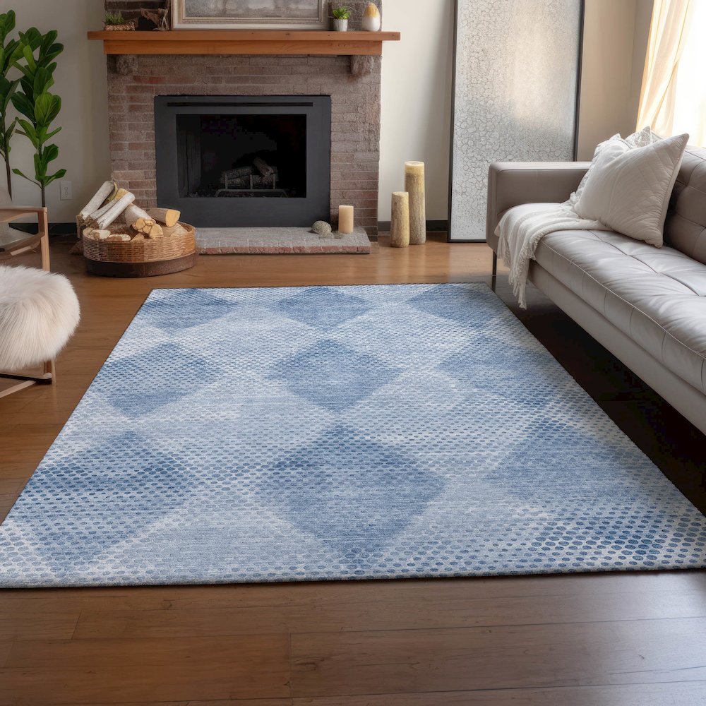 Premium Machine Washable Mayfield  Blue 8' x 10' Rug. Picture 6