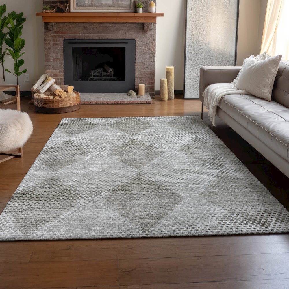 Premium Machine Washable Mayfield  Gray 8' x 10' Rug. Picture 6
