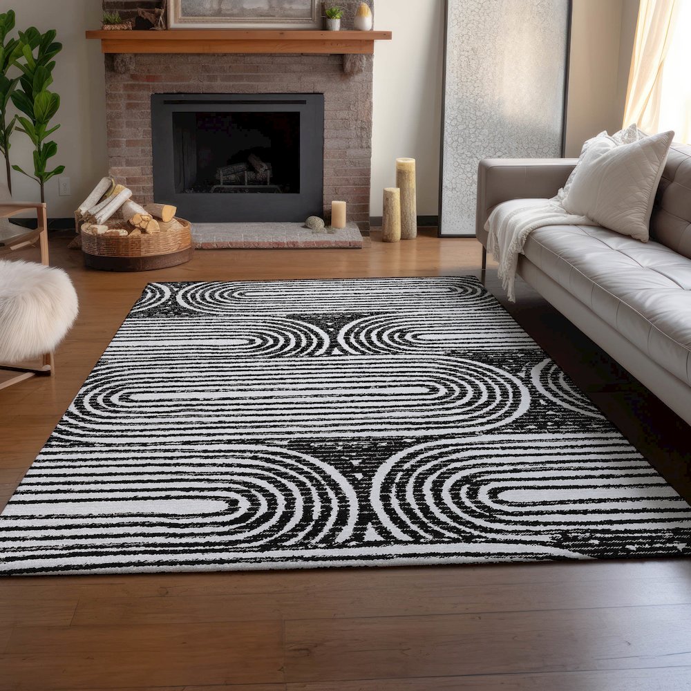 Premium Machine Washable Mayfield  Black 8' x 10' Rug. Picture 6