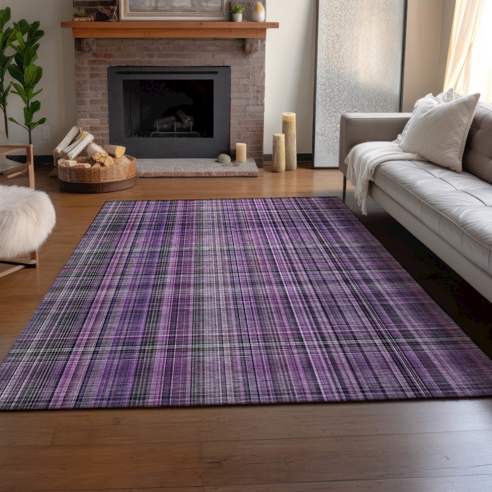 Premium Machine Washable Mayfield  Purple 8' x 10' Rug. Picture 6