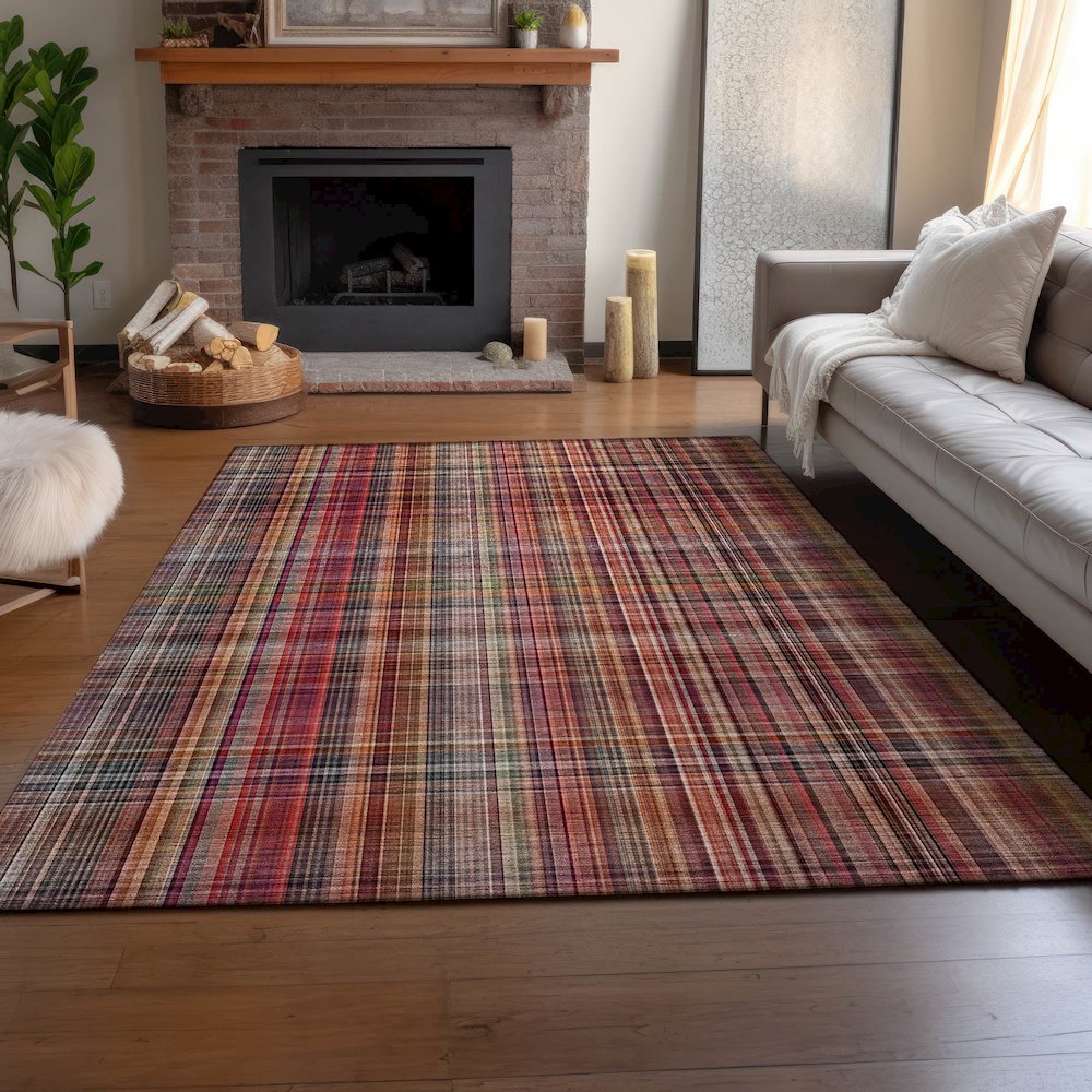 Premium Machine Washable Mayfield  Red 8' x 10' Rug. Picture 6