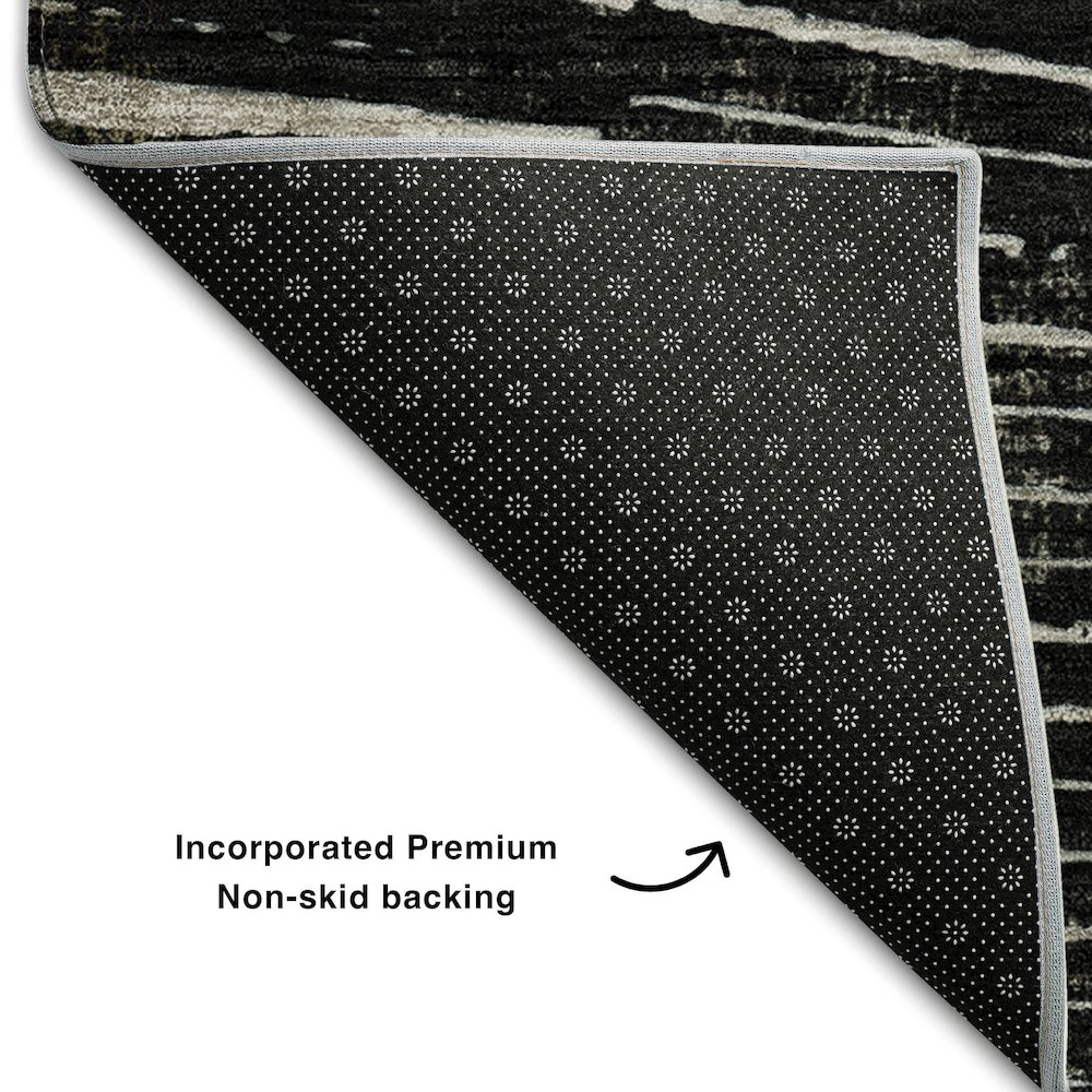 Premium Machine Washable Mayfield  Black 3' x 5' Rug. Picture 2