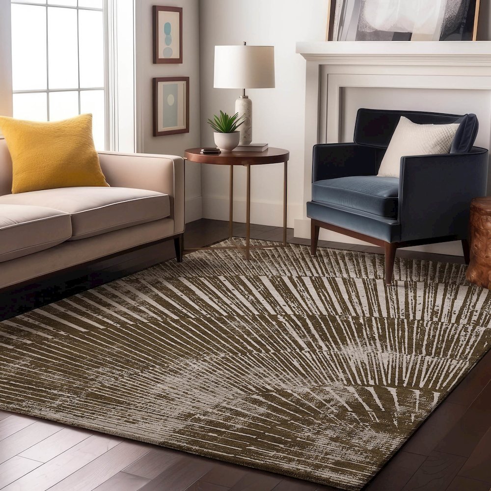 Premium Machine Washable Mayfield  Chocolate 8' x 10' Rug. Picture 5