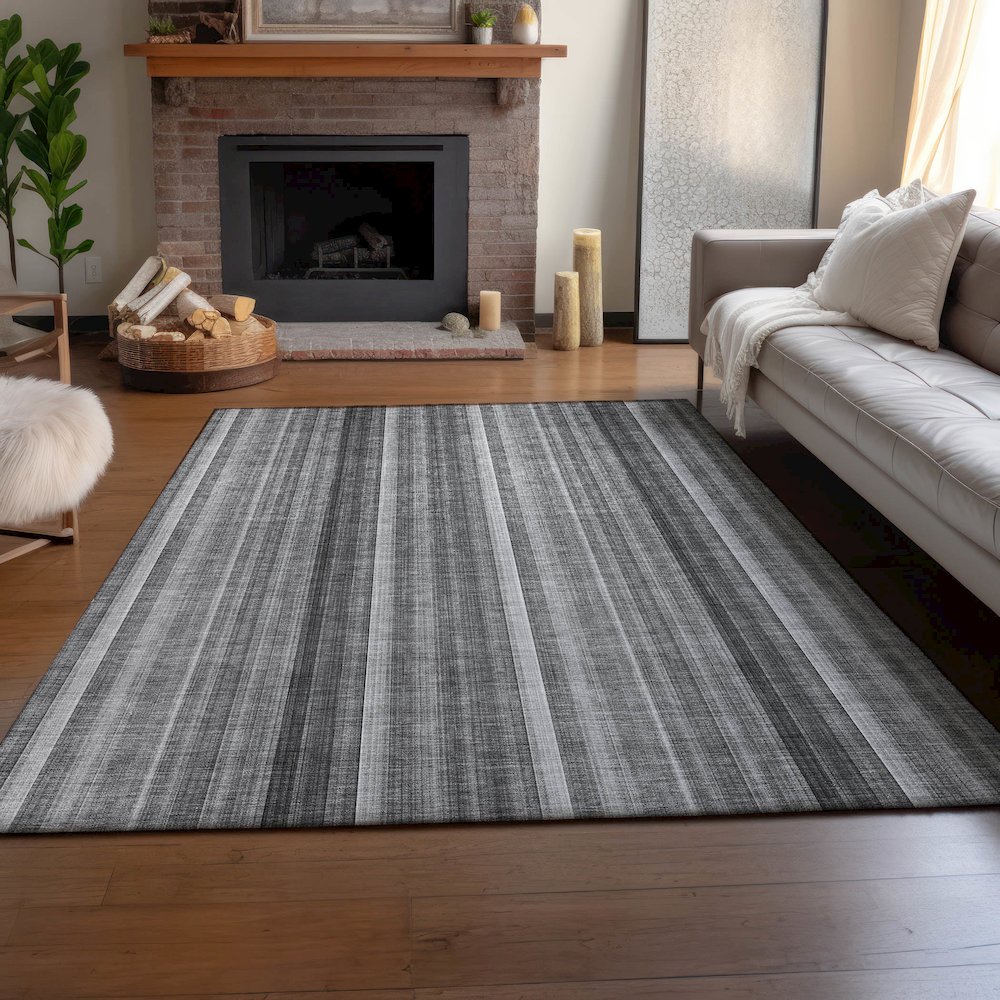 Premium Machine Washable Mayfield  Gray 8' x 10' Rug. Picture 6