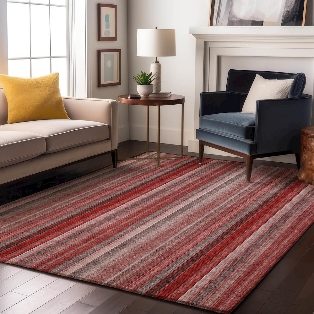 Premium Machine Washable Mayfield  Red 8' x 10' Rug. Picture 5