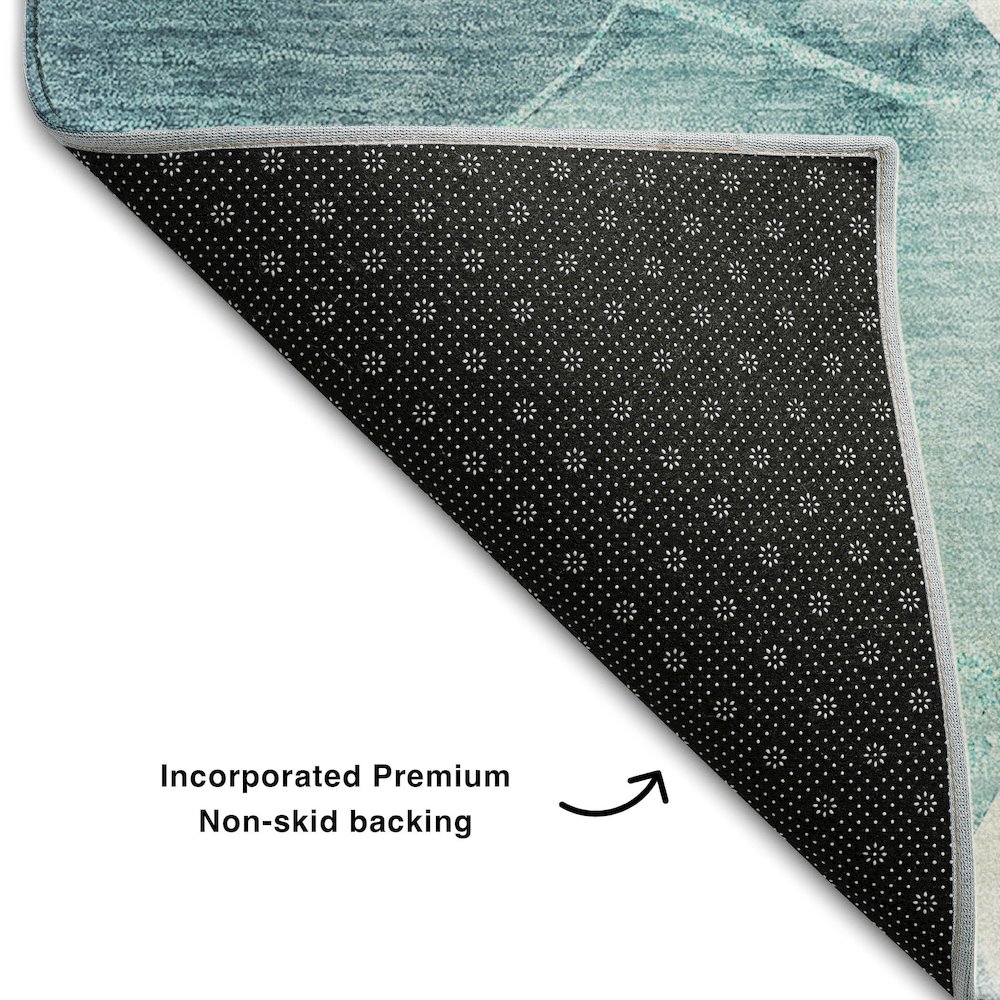 Premium Machine Washable Mayfield  Teal 3' x 5' Rug. Picture 2