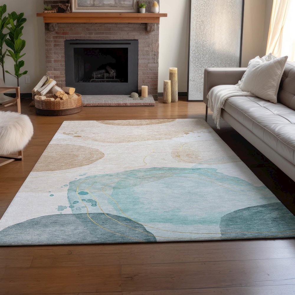 Premium Machine Washable Mayfield  Beige 8' x 10' Rug. Picture 6