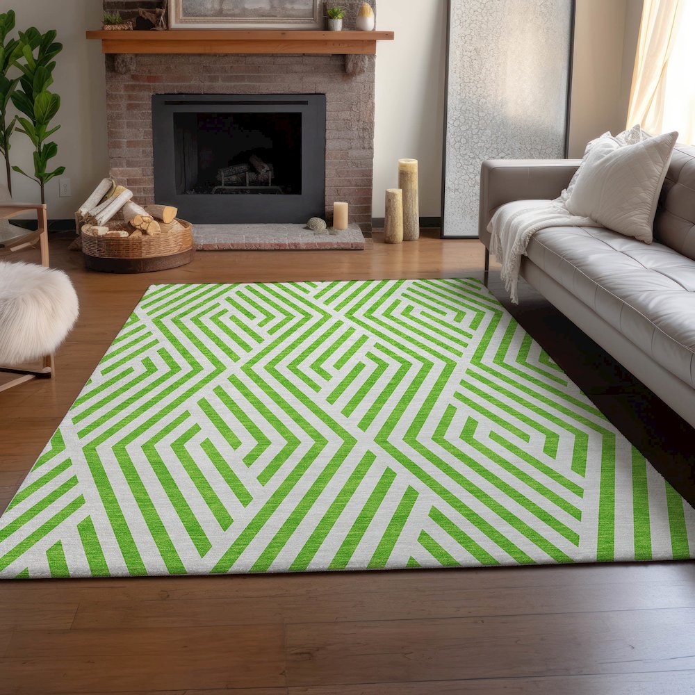 Premium Machine Washable Mayfield  Lime 8' x 10' Rug. Picture 6