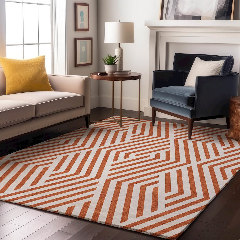Premium Machine Washable Mayfield  Paprika 8' x 10' Rug. Picture 5