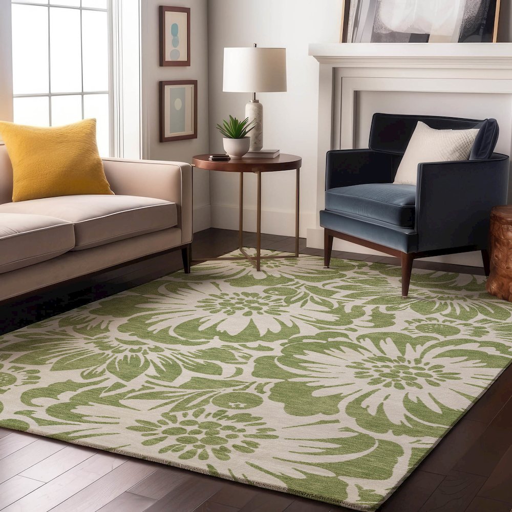 Premium Machine Washable Mayfield  Aloe 8' x 10' Rug. Picture 5