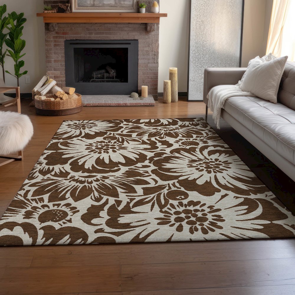 Premium Machine Washable Mayfield  Brown 8' x 10' Rug. Picture 6