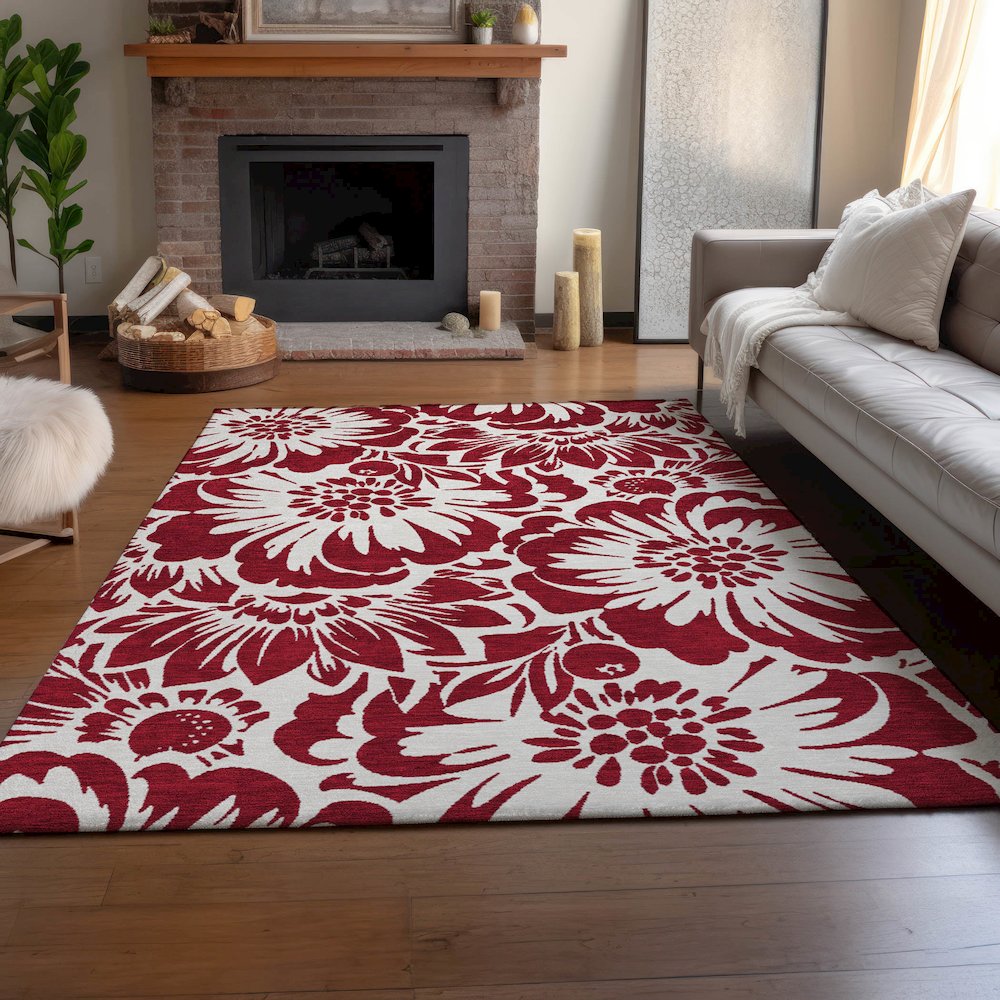 Premium Machine Washable Mayfield  Burgundy 8' x 10' Rug. Picture 6