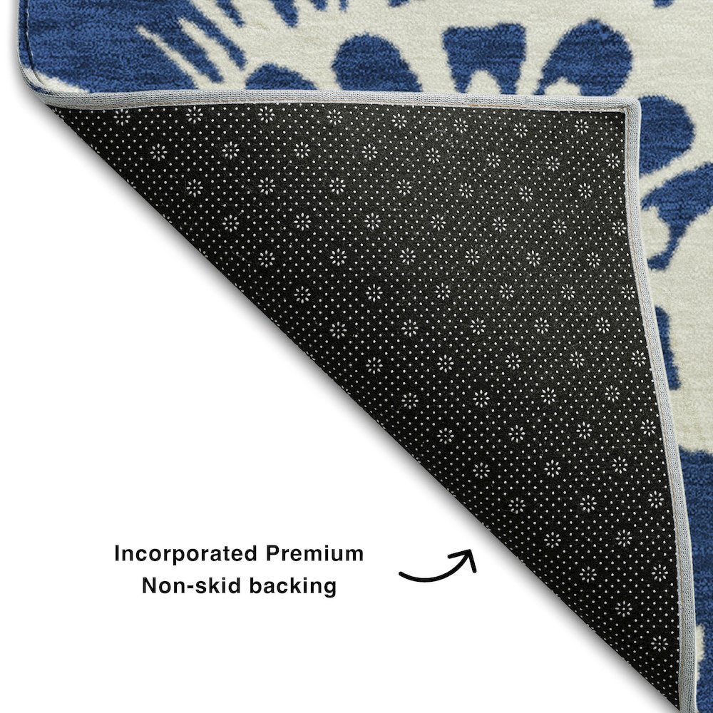 Premium Machine Washable Mayfield  Navy 3' x 5' Rug. Picture 2