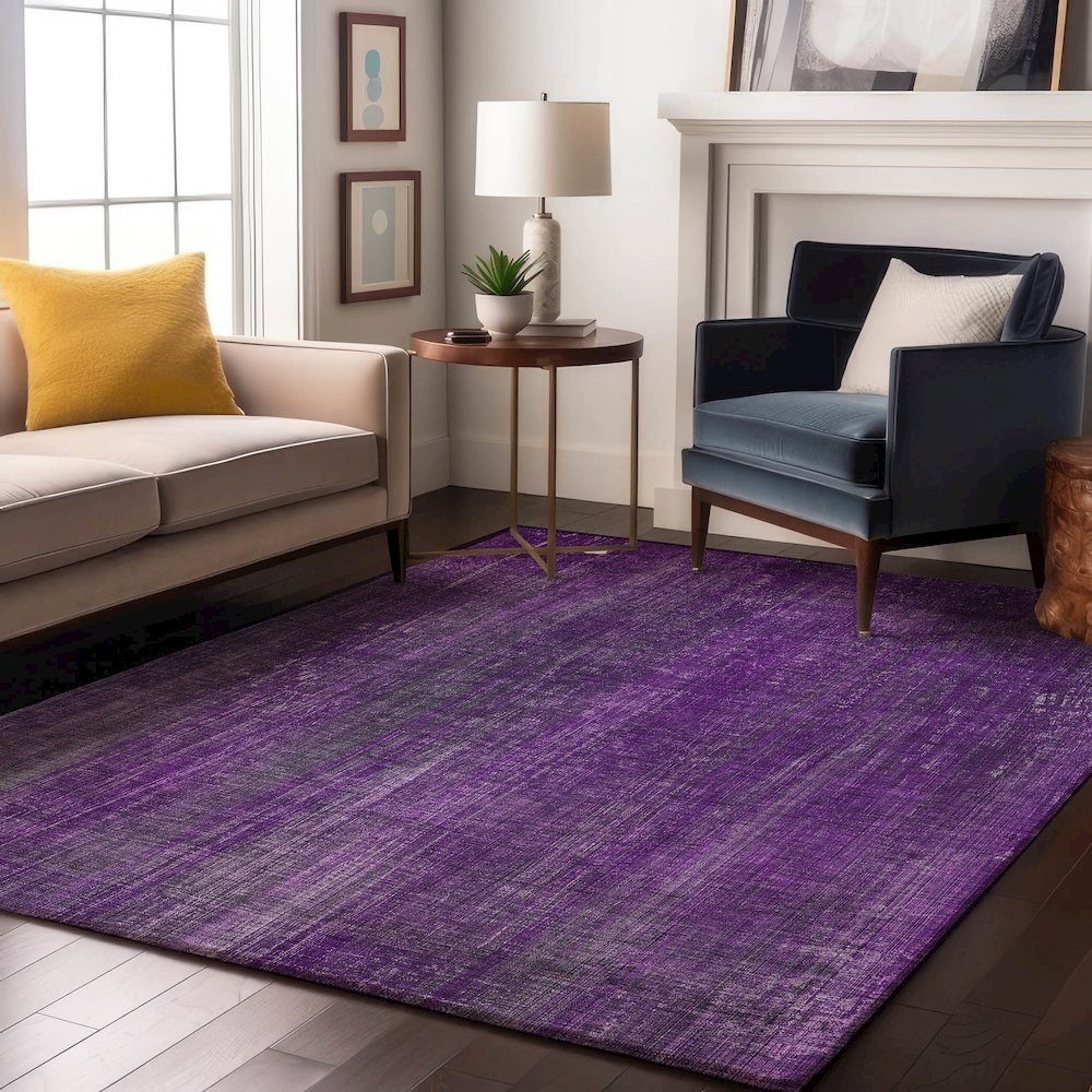 Premium Machine Washable Mayfield  Purple 8' x 10' Rug. Picture 5