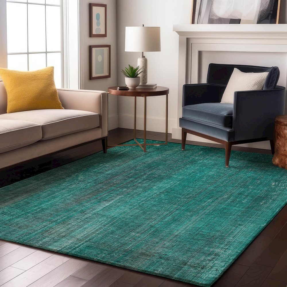 Premium Machine Washable Mayfield  Teal 8' x 10' Rug. Picture 5