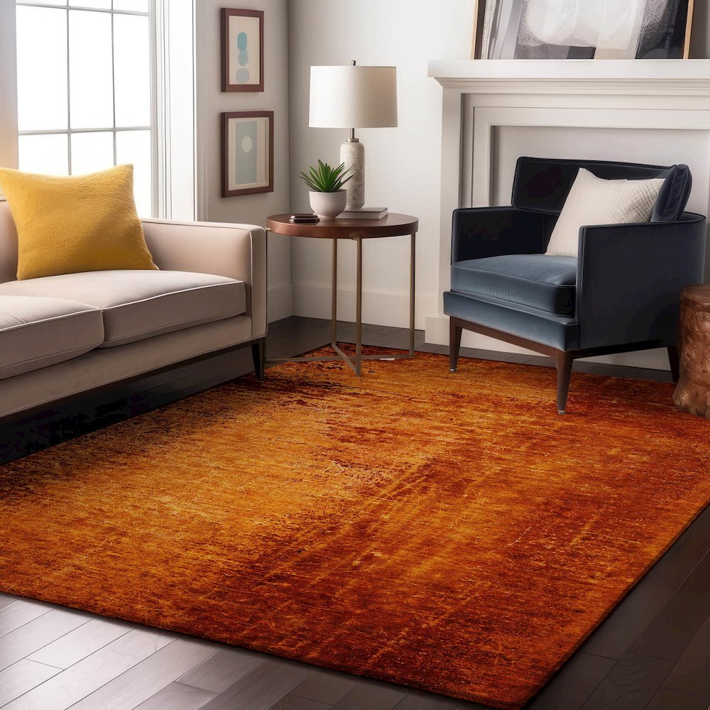 Premium Machine Washable Mayfield  Paprika 8' x 10' Rug. Picture 5