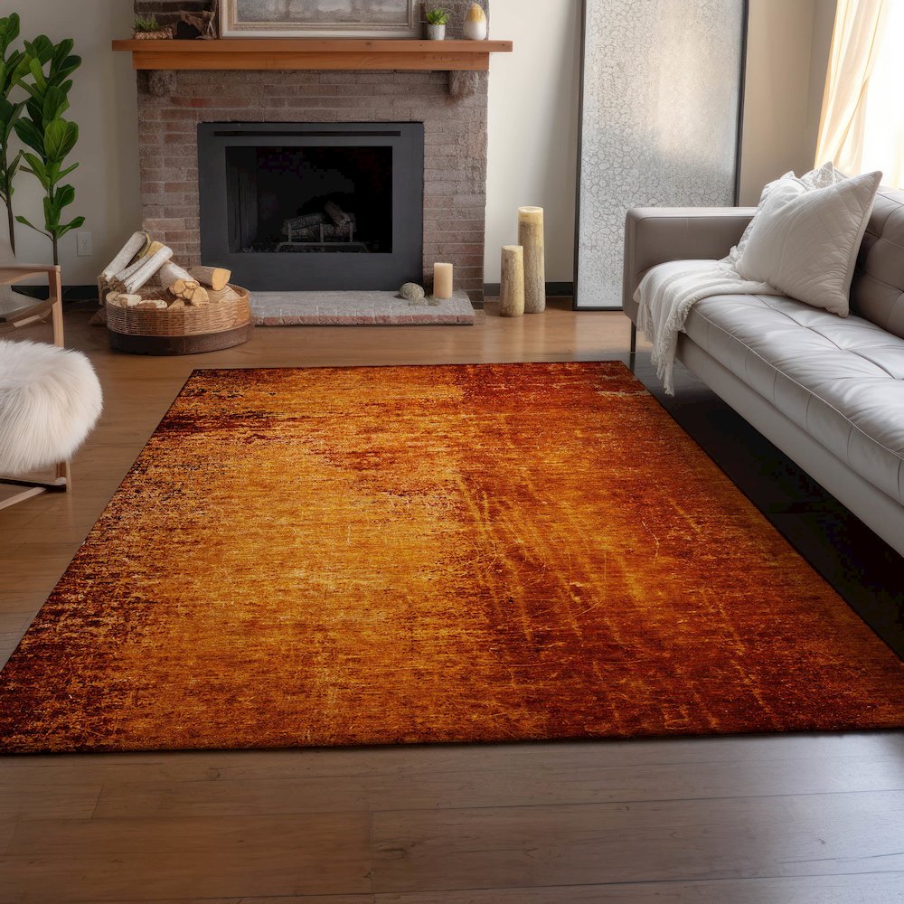 Premium Machine Washable Mayfield  Paprika 8' x 10' Rug. Picture 6