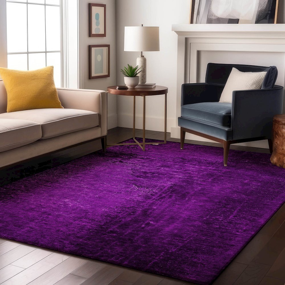 Premium Machine Washable Mayfield  Purple 8' x 10' Rug. Picture 5