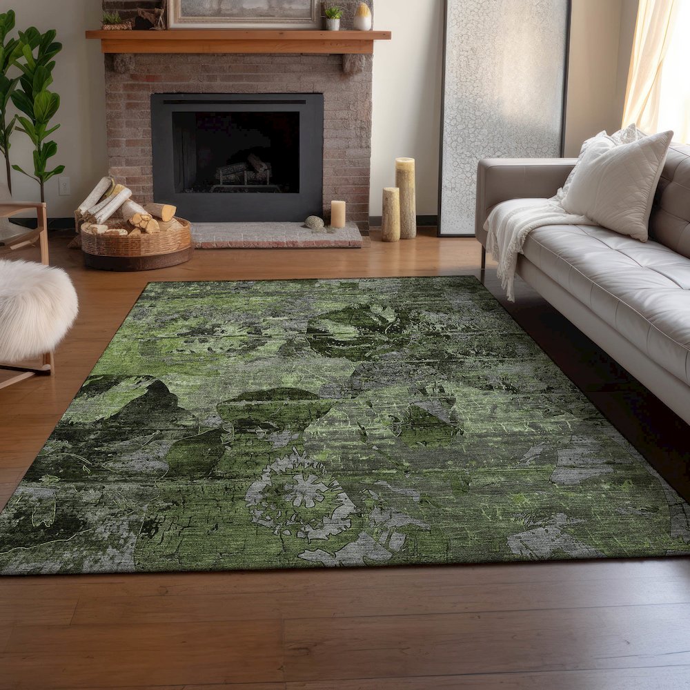 Premium Machine Washable Mayfield  Green 8' x 10' Rug. Picture 6