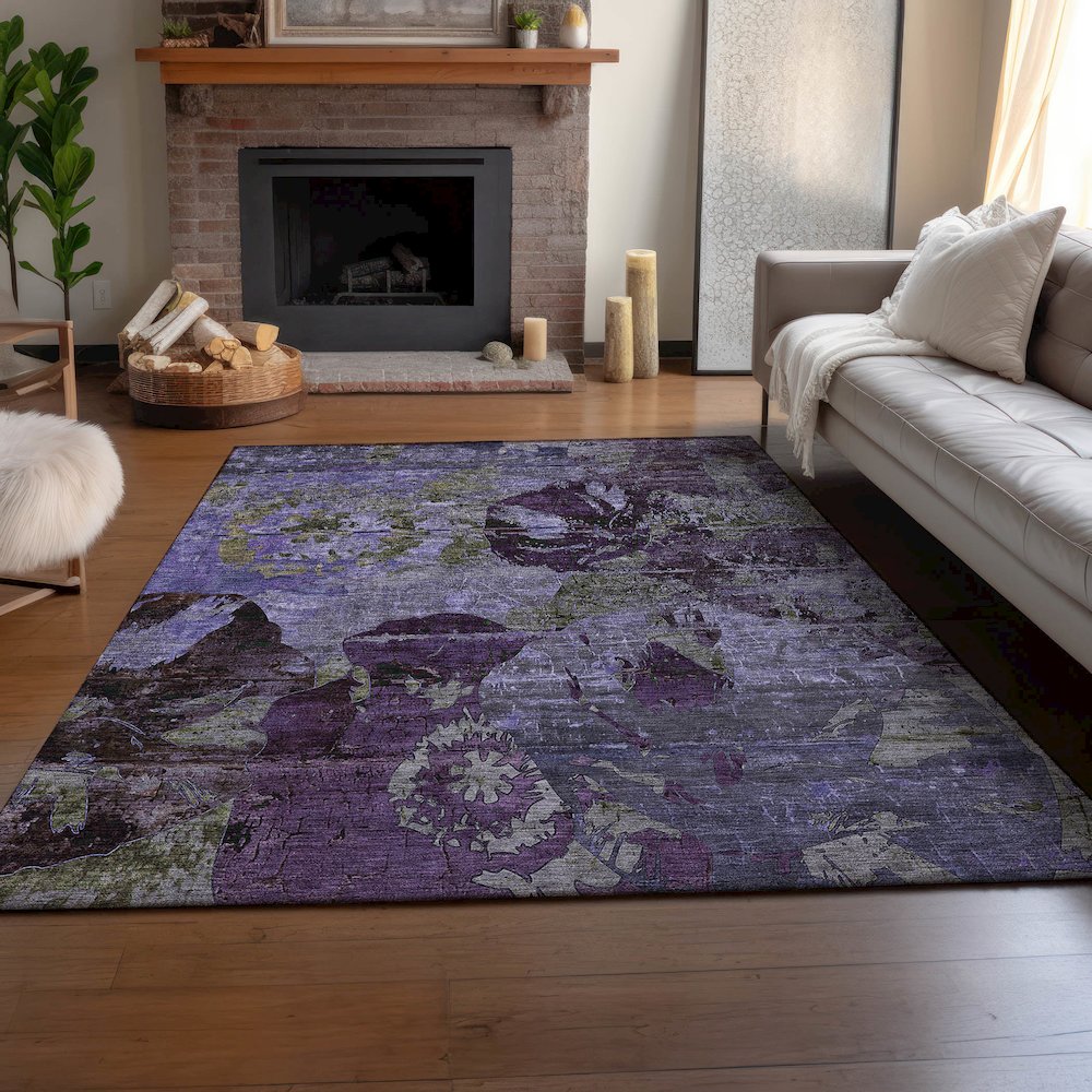 Premium Machine Washable Mayfield  Purple 8' x 10' Rug. Picture 6