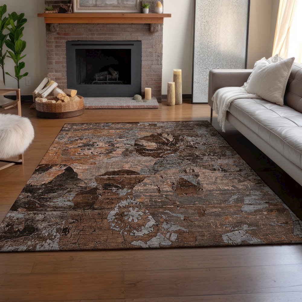 Premium Machine Washable Mayfield  Terracotta 8' x 10' Rug. Picture 6